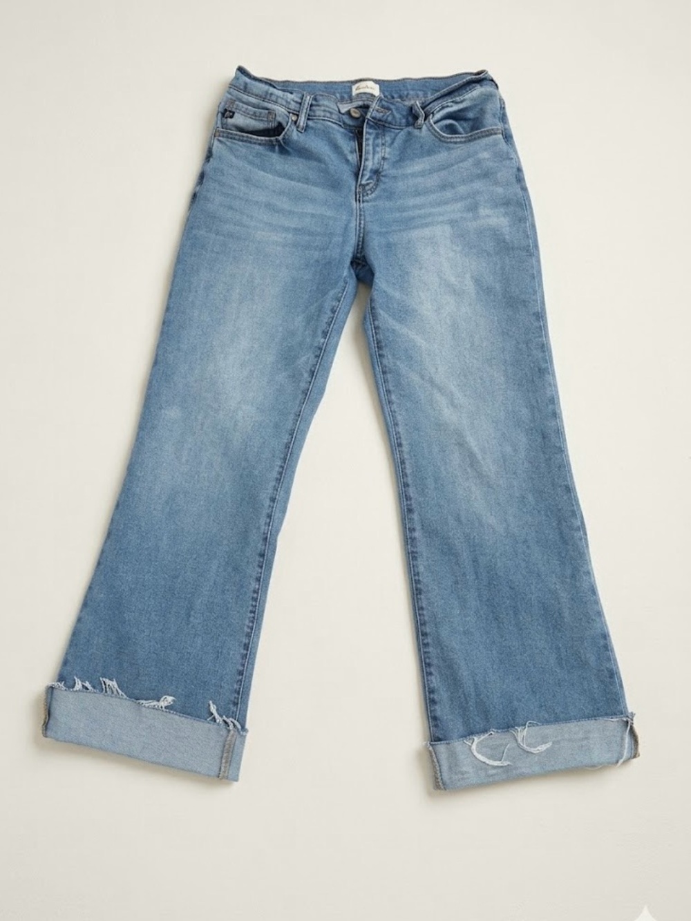 KanCan Mid Rise Wide Leg Cuffed Jeans - Size 11/29 medium wash blue denim